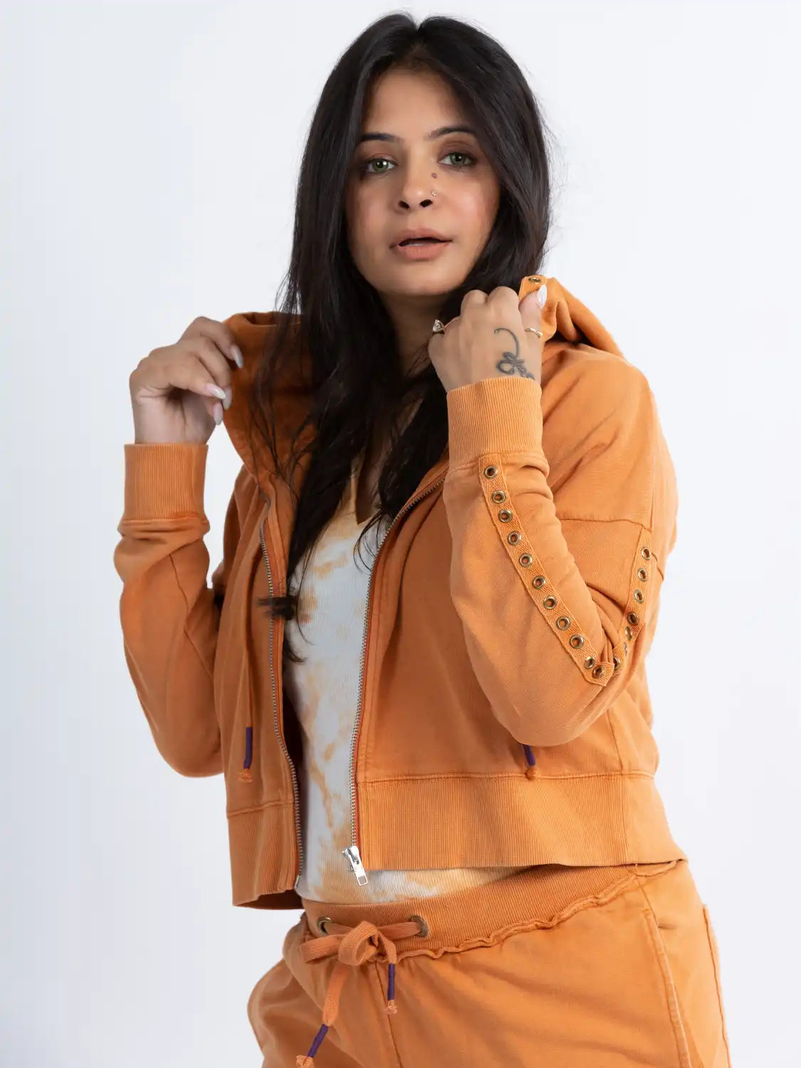 Peace Lily Crop Jacket (Papaya)