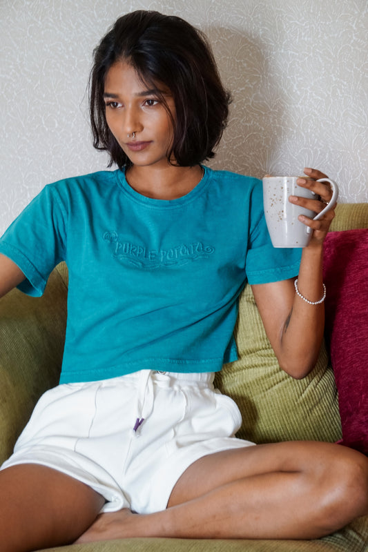 Petunia Crop Tee (Teal)