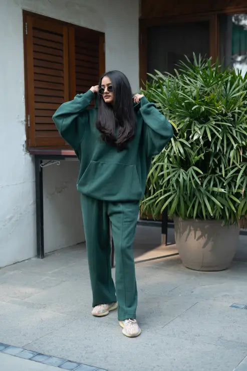 Monstera Panels Hoodie (Forest Green)