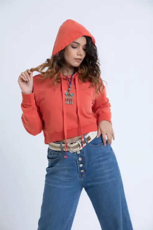 Violet Crop Hoodie (Pepper)