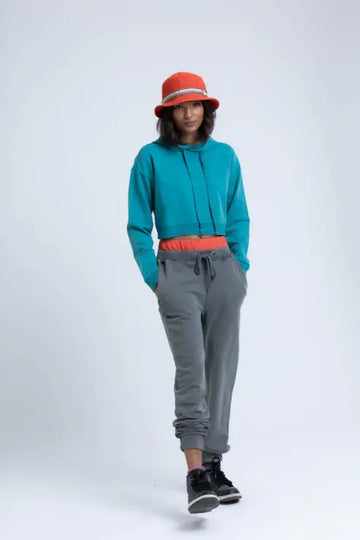 Violet Crop Hoodie (Teal)
