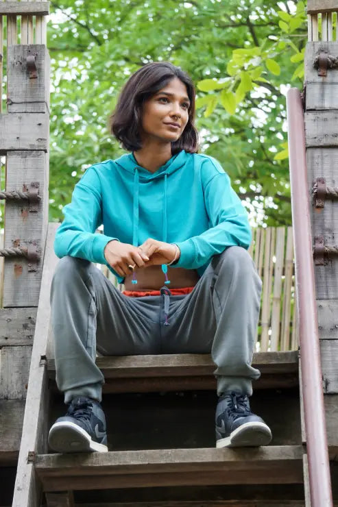 Violet Crop Hoodie (Teal)